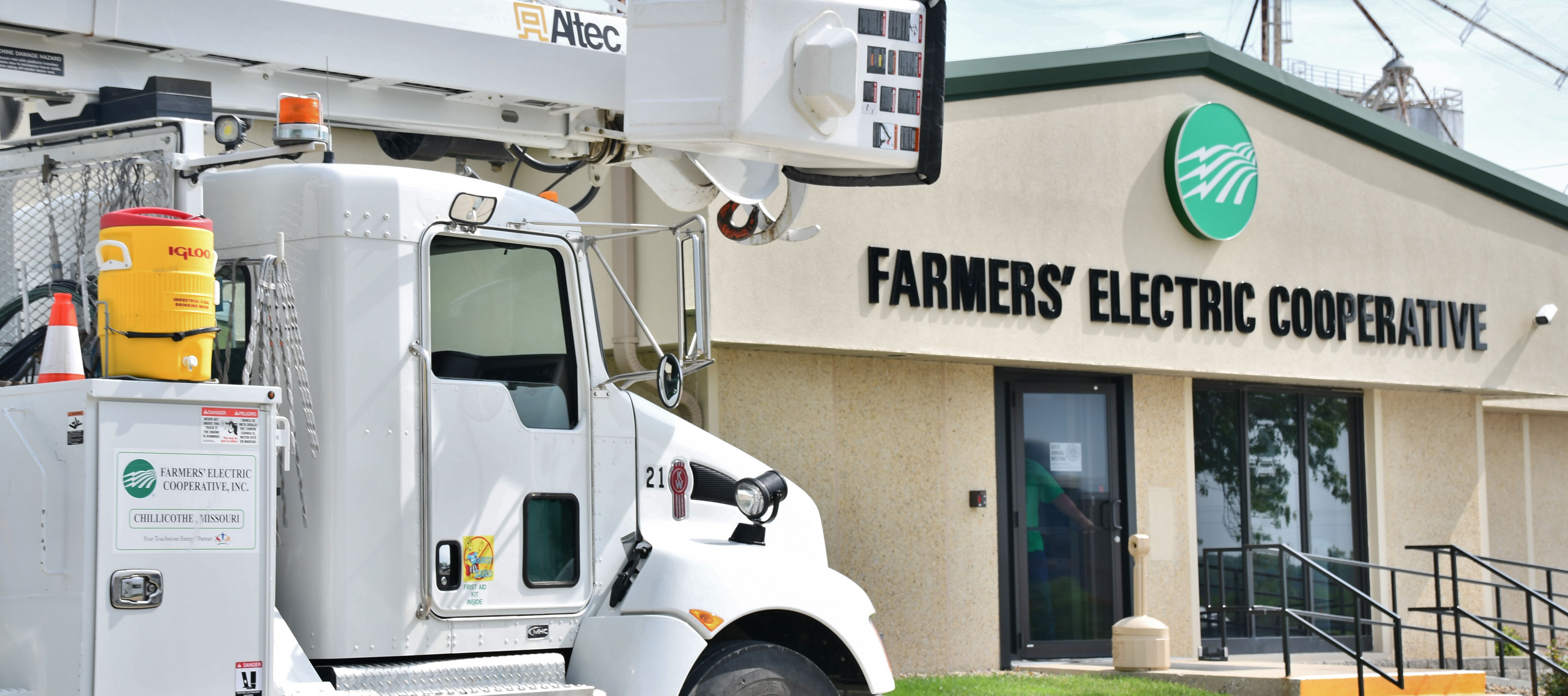 Office Building and Bucket Truck